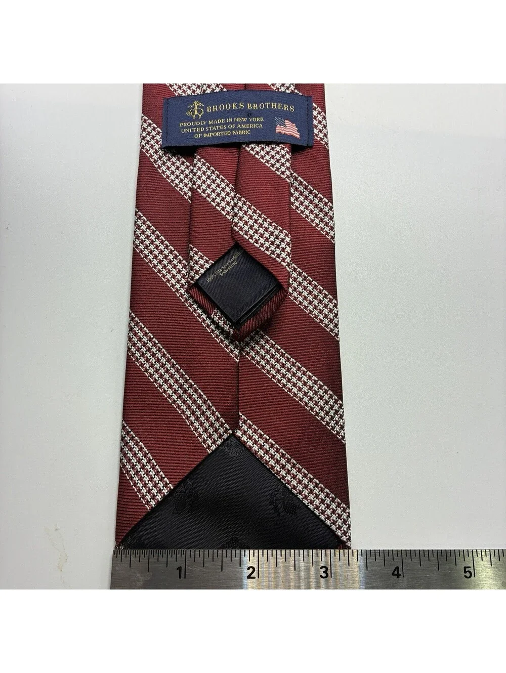 Brooks Brothers Neck Tie Made USA NY Silk Red White Stripe Business 3
